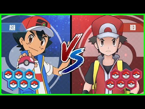Pokemon Battle Pedia: Ash Vs Red (Best Ash Team)