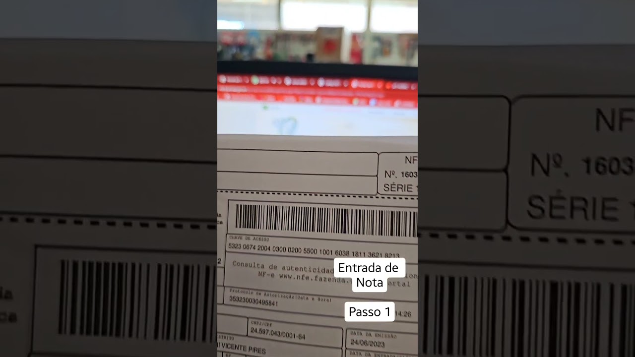 entrada de nota no sistema passo 1