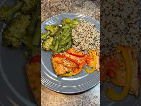 Baked Salmon, Quinoa with steamed Broccoli and Green Beans. #mealprep #healthylifestyle #quinoa #veg