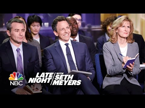 Seth Meyers Attends A White House Press Briefing With Sean Spicer
