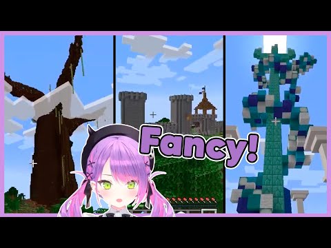 Towa Reacts to Fauna's World Tree, Kronii's Castle and Gura's Trident【Minecraft】