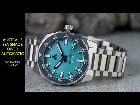 Australis Sea Shade Light Blue Diver Automatic Watch | Review Valjoux Relogios