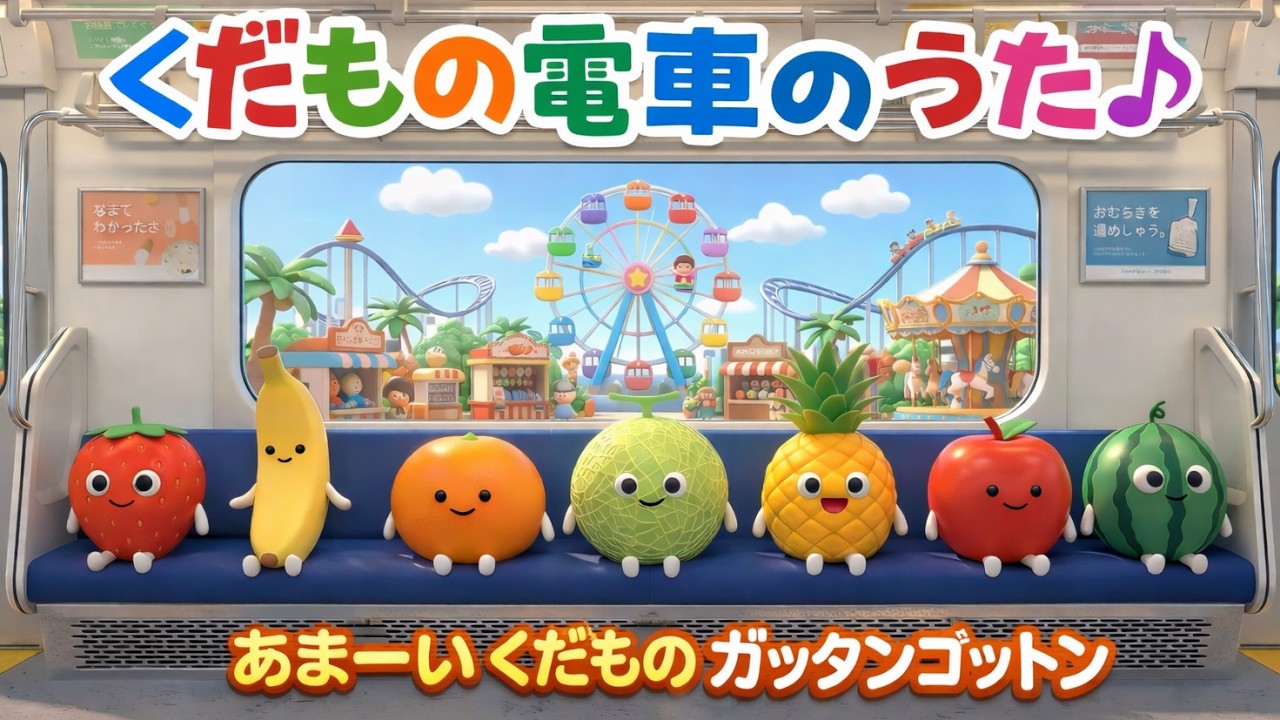 くだもの電車のうた♪｜あまーいくだものガッタンゴットン！AI動画