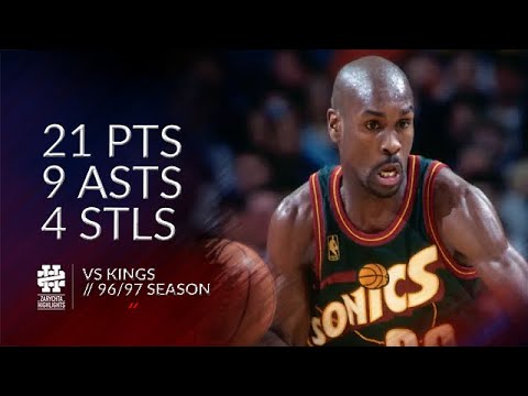 Gary Payton 21 pts 9 asts 4 stls vs Kings 96/97 season