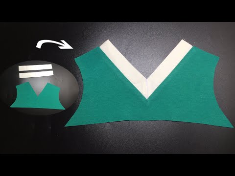 Nähen Sie den Hals V in 10 Minuten / Nähen des V-Kragens / V-Ausschnitt-Nähtechnik 