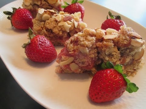 Strawberry Rhubarb Almond White Chocolate Chip Bar - Summertime Recipe Deliciousness! ☀️