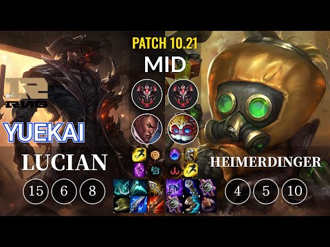 RNG yuekai Lucian vs Heimerdinger Mid - KR Patch 10.21
