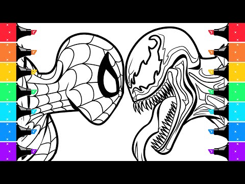 Coloring Spiderman vs Venom Full Fight Superhero Coloring Pages