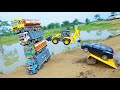 Mercedes Tipper TATA BharatBenz Volvo Dumper Ccident Pulling Out Crane JCB Cartoon Kids CS Toy