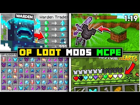 TOP 5 OP Loot Mod For Minecraft Pe 1.19+ ||  On Loot Mod For Mcpe ||  On Items Mod Mcpe ||