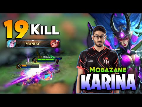 MANIAC! Mobazane Karina 100% Monster [ Top Global Karina Gameplay ] By Mobazane - Mobile Legends