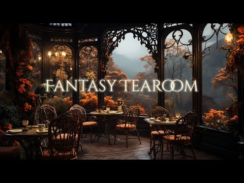 Fantasy Tearoom Ambience and Music | peaceful late autumn afternoon with tea and a book
