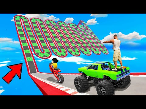 SHINCHAN AND FRANKLIN TRIED THE IMPOSSIBLE CURVY ROAD WITH SPEED BOOSTER PARKOUR CHALLENGE GTA 5