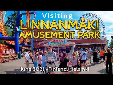 Visiting Linnanmäki Amusement Park, June 2021, Finland, Helsinki [4K] #slowtv