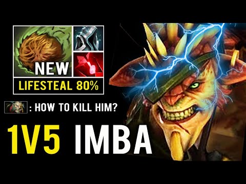 WTF 80% LIFESTEAL 1v5 Can't Kill Crazy Mid Bristleback Imba Raid Boss New Skill 7.28 Dota 2