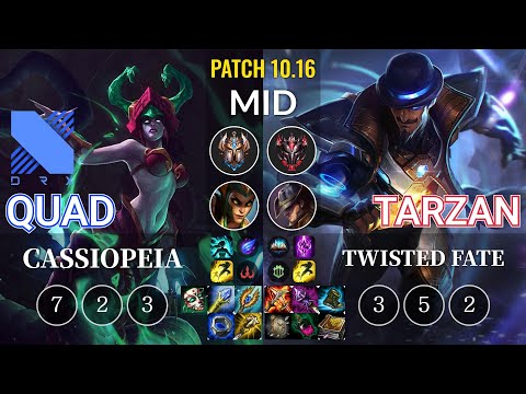 DRX Quad Cassiopeia vs Tarzan Twisted Fate Mid - KR Patch 10.16