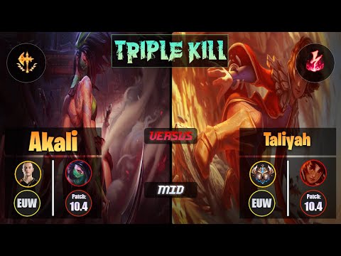 Perkz AKALI (Mid) [Conqueror] VS TALIYAH - Challenger EUW Patch 10.4 Triple Kill