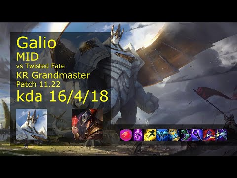 Galio Mid vs Twisted Fate - KR Grandmaster 16/4/18 Patch 11.22 Gameplay // [롤] 갈리오 vs 트위스티드 페이트 미드