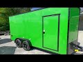 7x16 Enclosed Trailer With .080 Polycor Shown in Electric Green By Quality Cargo