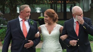 Father and Stepfather Walk Bride Down the Aisle | Chapel Hill Carriage House | Whitney & Joseph