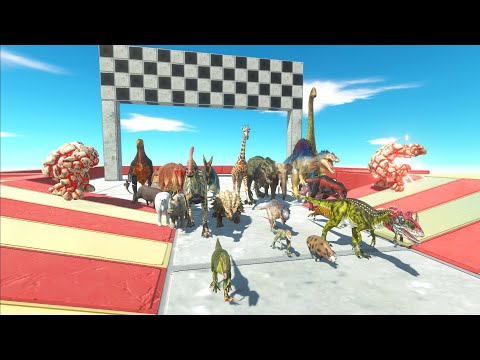 LAVA SPEED RACE DINOSAURS VS ANIMALS | Animal Revolt Battle Simulator