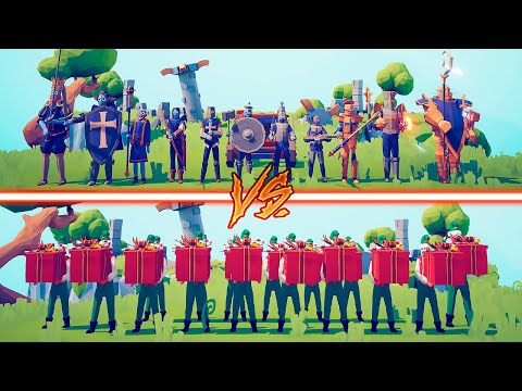 MEGA MEDIEVAL TEAM vs MEGA PRESENT ELF TEAM - Totally Accurate Battle Simulator | TABS