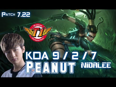SKT T1 Peanut NIDALEE vs LEE SIN Jungle - Patch 7.22 KR Ranked