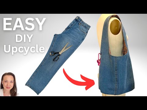How to make a Lined Denim Jeans Hobo Bag - NO zipper  Easy DIY