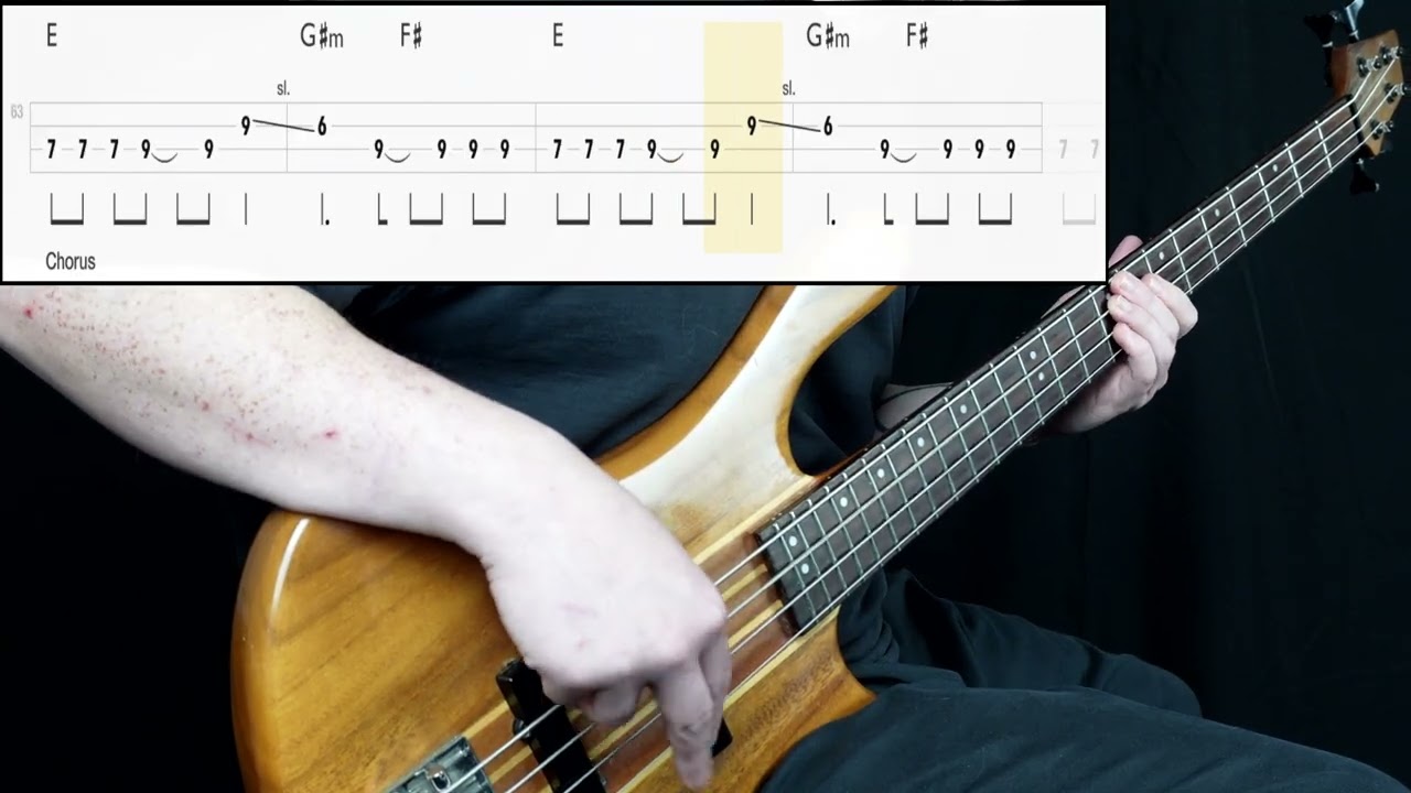 Coldplay - Yellow (Bass Cover) (Play Along Tabs In Video)