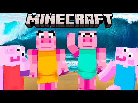 EPIC: Peppa Pig Family Survives TSUNAMI in Minecraft!