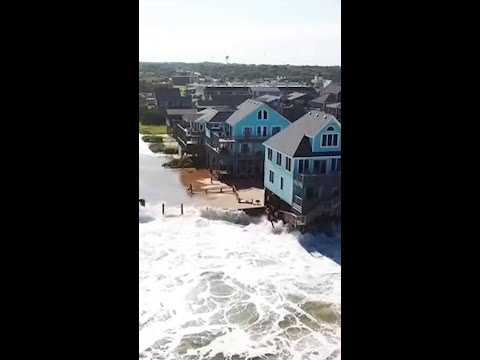 Drone Captures Erin’s Waves Slamming Outer Banks