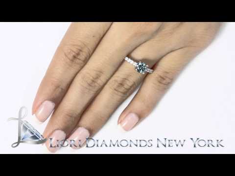 FD-SOLD-011 - 1.41 Carat Fancy Blue Round Diamond Engagement Ring 14k White Gold