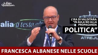 Valditara: "Ispettori nelle scuole che hanno ospitato Albanese? No propaganda politica in aula"