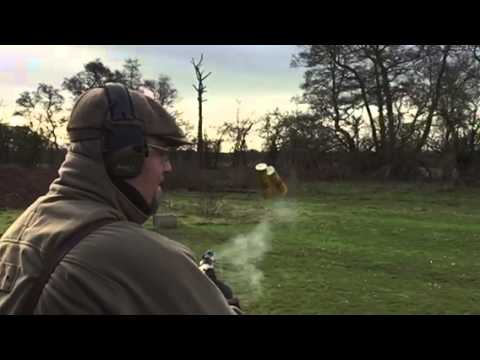 Ejecting shot gun cartridges in slow motion
