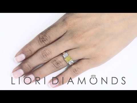 FD - 364 - 2.73 Carat Fancy Yellow Radiant Cut Diamond Engagement Ring 14k White Gold