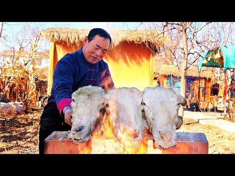 3 SHEEP HEAD Braised Together and Treated my Buddies, so Satisfying! | Uncle Rural Gourmet