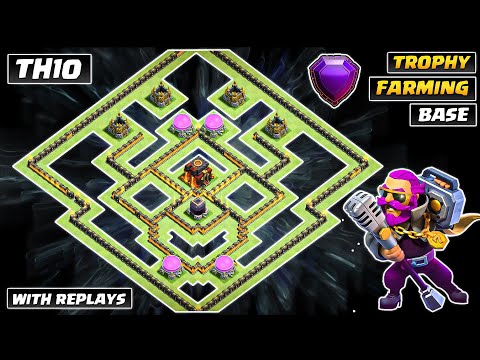 New Best TH10 HYBRID/TROPHY/FARMING BASE WITH REPLAYS | COC