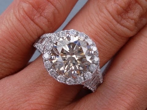 4.25 ctw Round Cut Natural Champagne VS2 Diamond Engagament Ring - BigDiamondsUSA