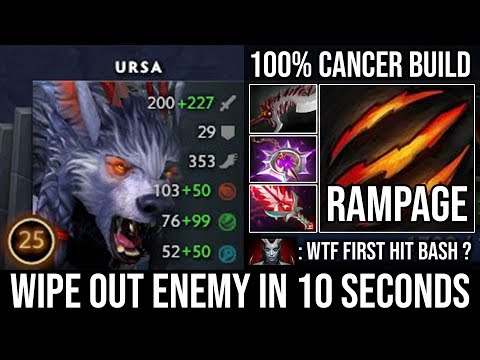 WTF Burst Down ALL 5 Enemy in 10 Sec | Madness Carry Rampage with Cancer Build 100% Crit - DotA 2