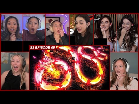 [GIRLS REACT] Tanjiro's Sun Halo Dragon Head Dance | Demon Slayer S3 Ep 5 Girl Reaction Mashup