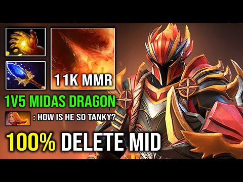 How to 100% Delete 11K MMR Lina From Mid with Level 4 Elder Black Dragon 1v5 Midas Build Dota 2
