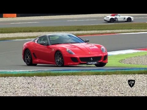LOUD Ferrari 599 GTO Coupe On Track ACTION! DOWNSHIFTS & Acceleration SOUNDS!