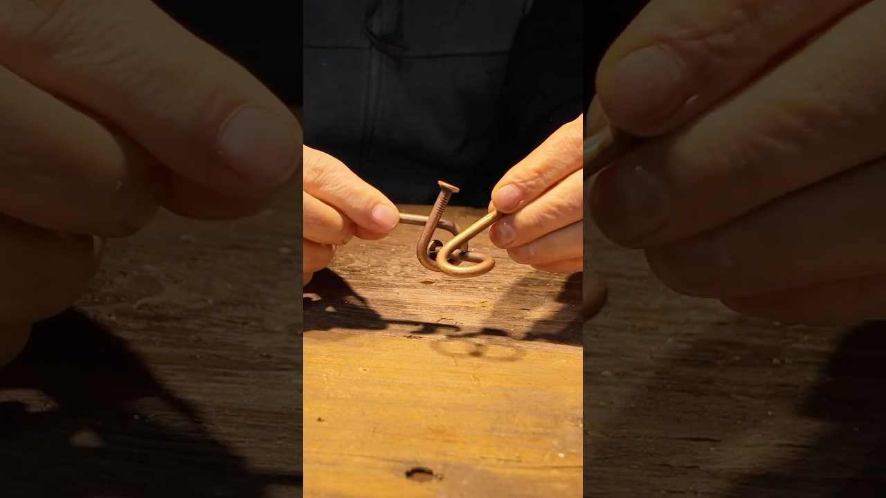 Mind-Blowing Nail Rings Puzzle: Unlock the Clever Interlocking Trick in Seconds#益智#釘子環#baguenaudier