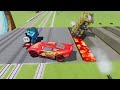 TRANSPORTING PIXAR CARS & FRUITS WITH COLORED & JOHN DEERE vs CLAAS vs TRACTORS - BeamNG.drive #962