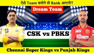 CSK vs PBKS Dream11 | Chennai vs Punjab Pitch Report & Playing XI | CHE vs PBKS Dream11 Today Team