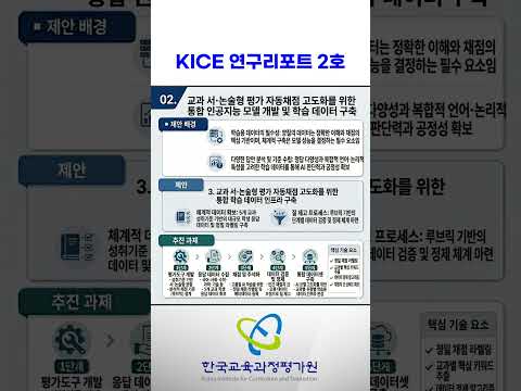 [KICE 영상리포트] 연구리포트 2호(교과 서 ·논술형 평가 자동채점을 위한 인공지능 모델 적용 방안 연구(Ⅱ)) 발간  동영상표지