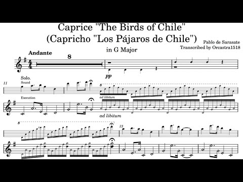 Sarasate: Los Pájaros de Chile (The Birds of Chile) in G Major (Sheet Music)