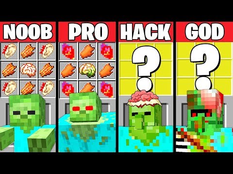 Minecraft Battle: ZOMBIE MUTANT CRAFTING CHALLENGE - NOOB vs PRO vs HACKER vs GOD ~ Animation