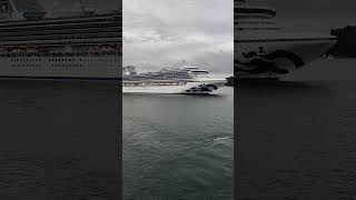 The Crown Princess and Diamond princess are sailing from the Sydney Cruise Terminal together.