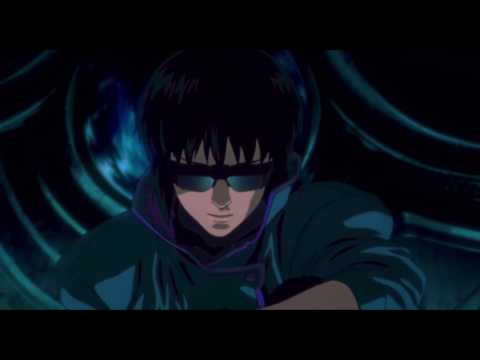 Ghost in the Shell (1995) rooftop drop scene